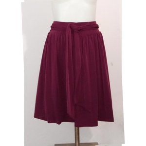 NWT Express Burgundy Knee Length Belted Elastic Waist Skirt Sz M
